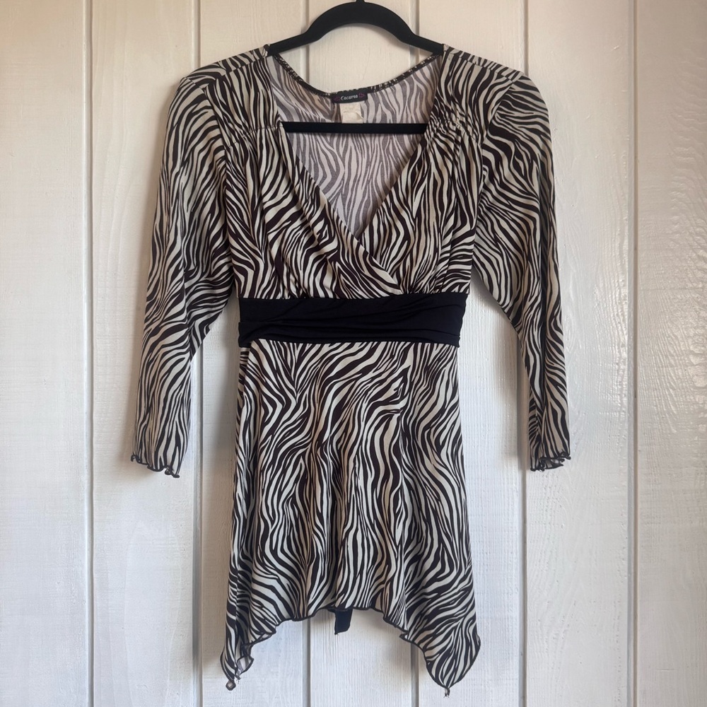 Cocomo Y2K Zebra Print Blouse